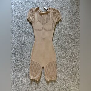 Beige Knit Short Sleeve Romper